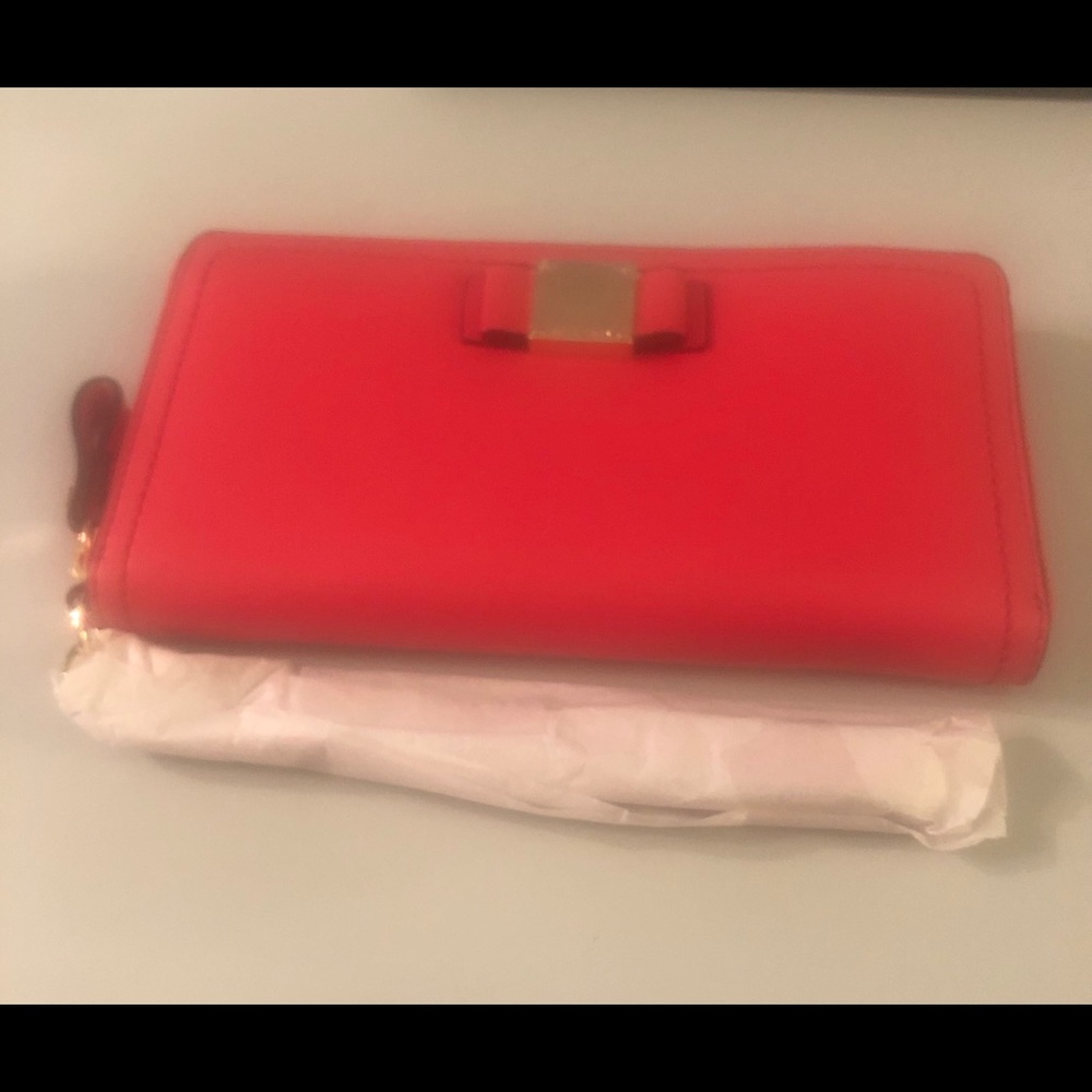 Cole Haan red Continental zip wallet